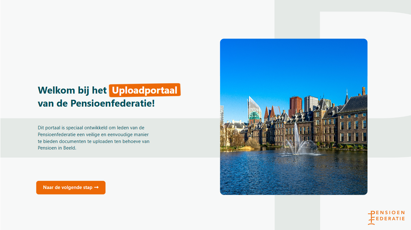 Startscherm van het Uploadportaal
