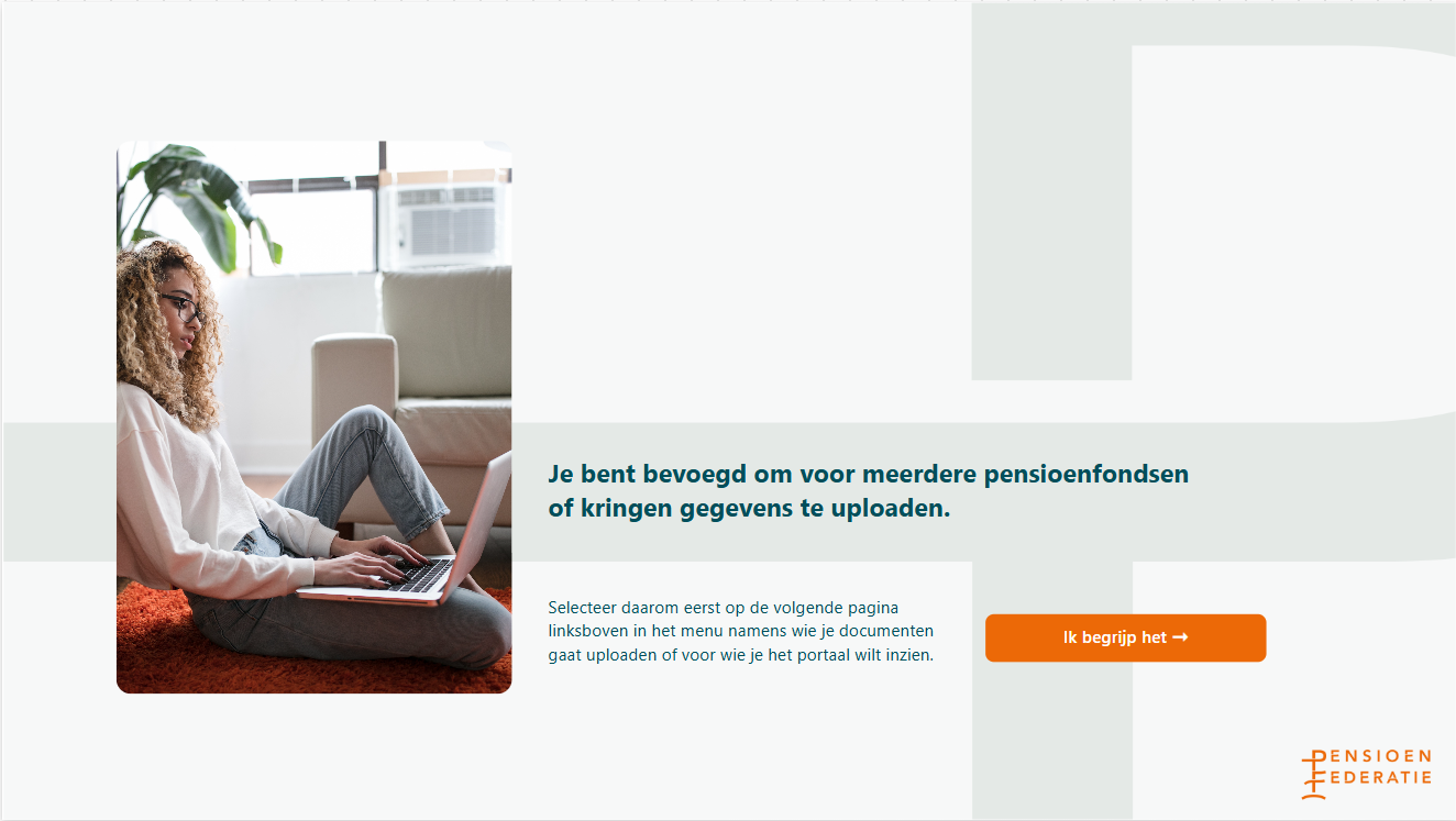 Tussenpagina voor fondsselectie