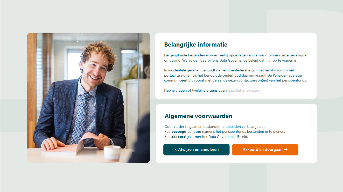 Pagina met belangrijke informatie en voorwaarden